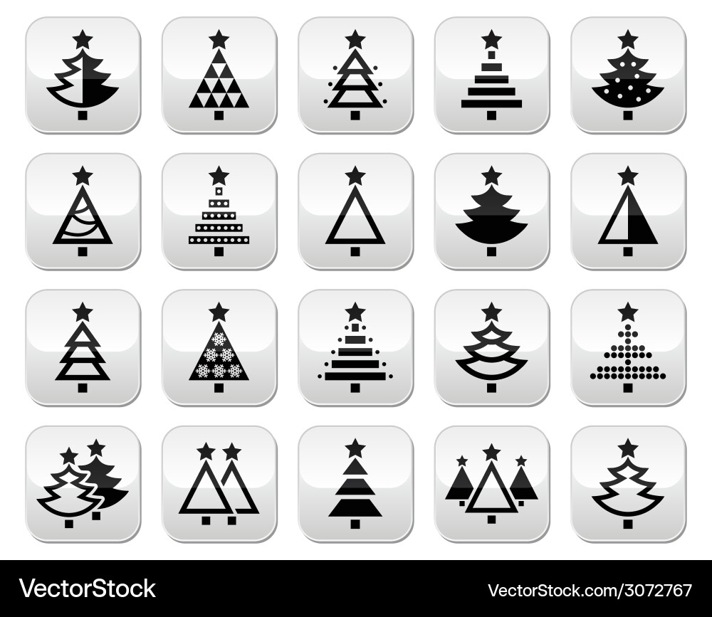 Christmas tree - various types buttons set vector image