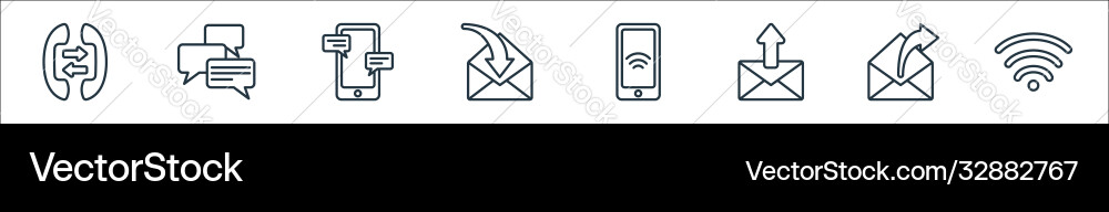 Communication line icons linear set quality Communication line icons linear set quality vector image