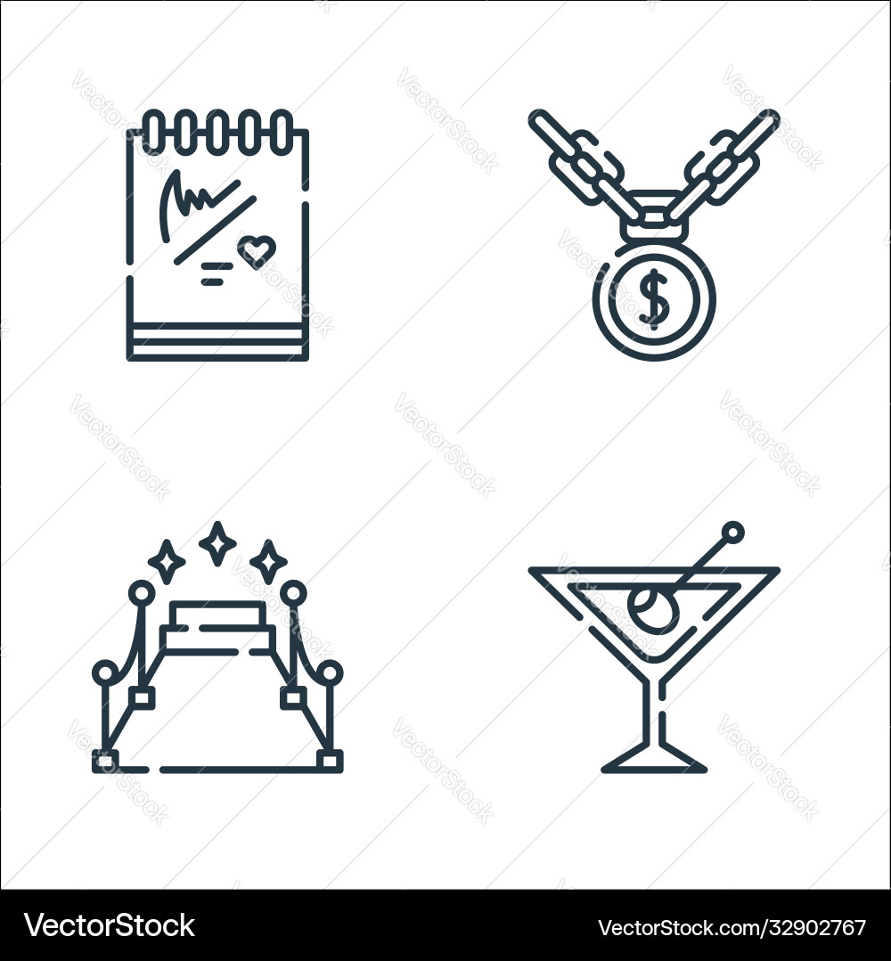 Fame line icons linear set quality Fame line icons linear set quality vector image