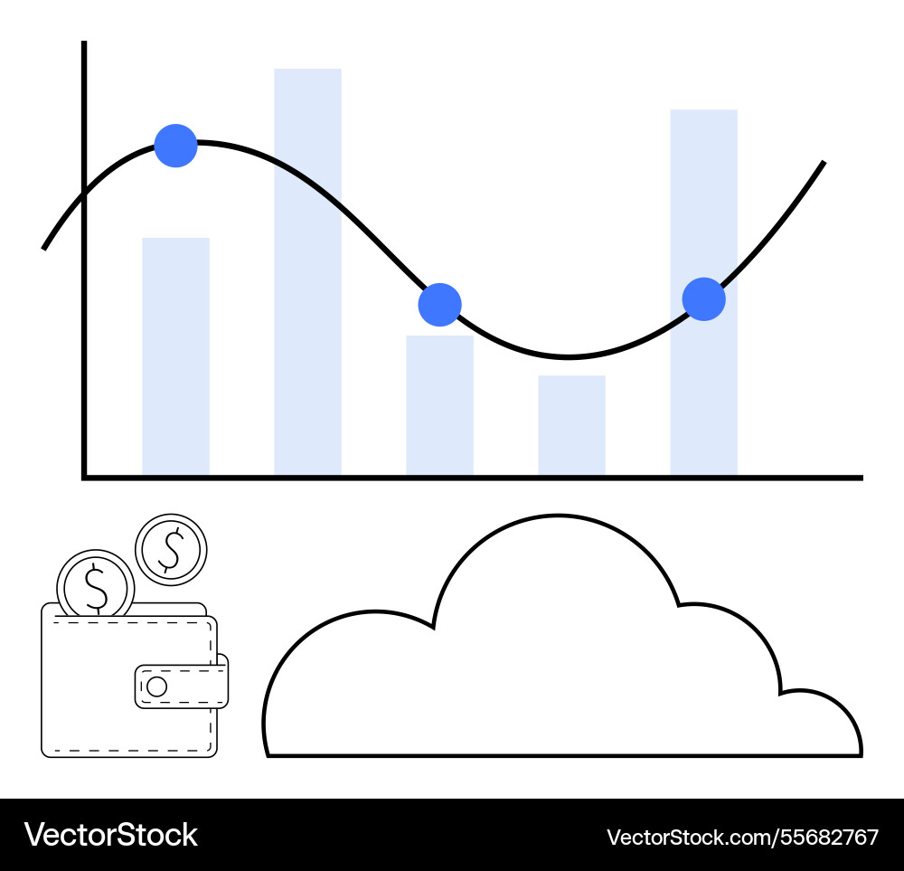 Financial performance and cloud-based data trends Vector Image