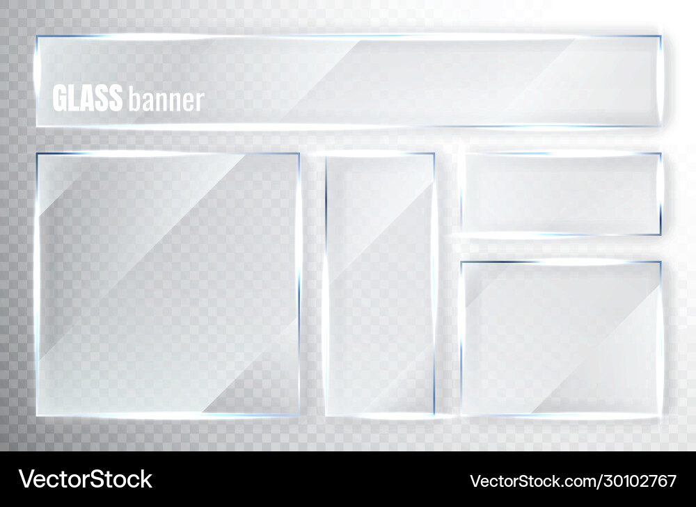 Glass plates set banners on transparent Glass plates set banners on transparent vector image