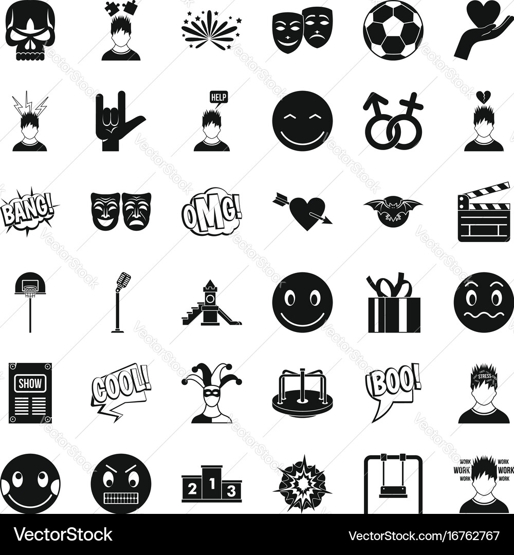 Good emotion icons set simple style vector image