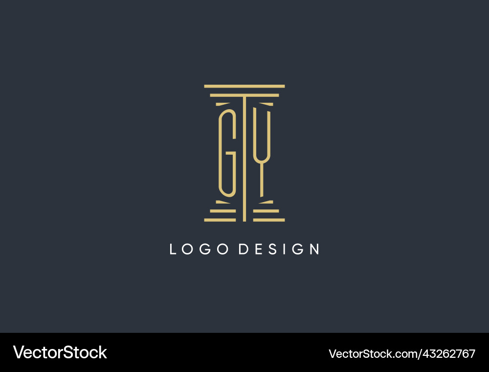 Gy initial monogram with pillar shape logo design Vector Image