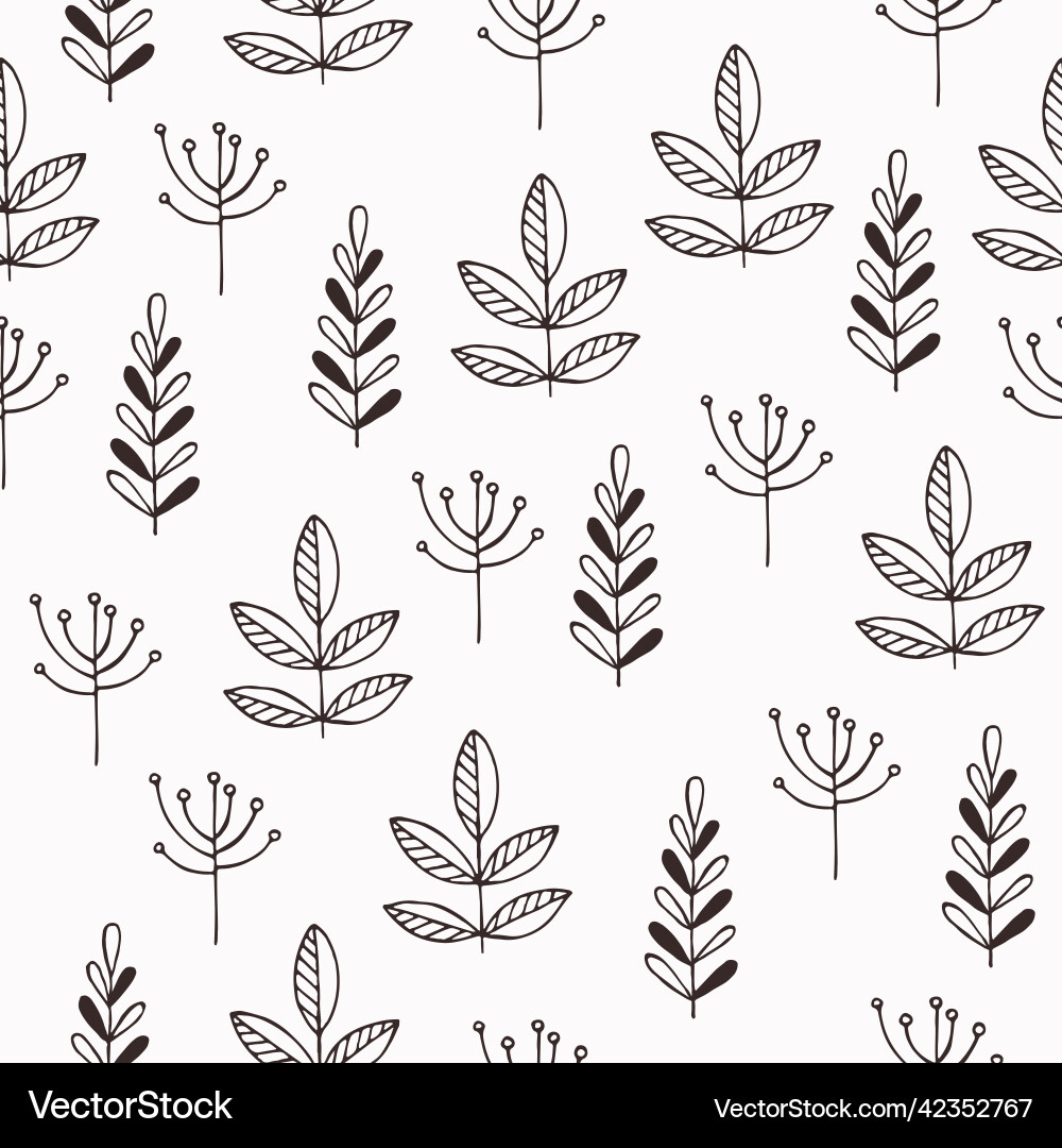 Leaves and branches seamless pattern linear Leaves and branches seamless pattern linear Vector Image