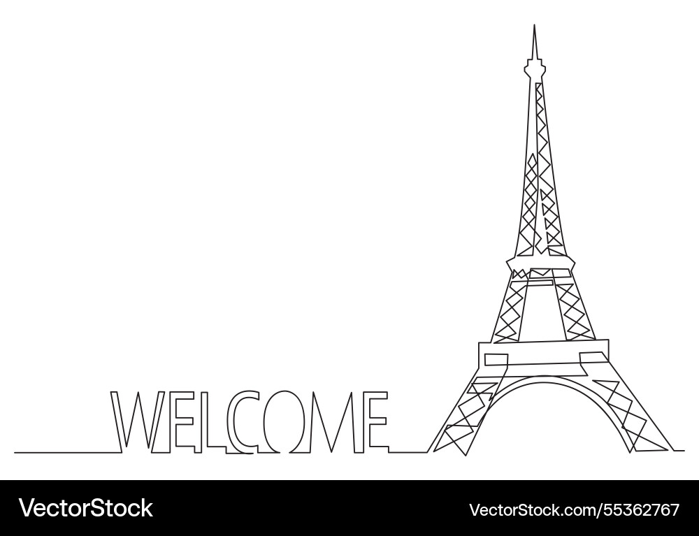 Line art of the eiffel tower with word Vector Image