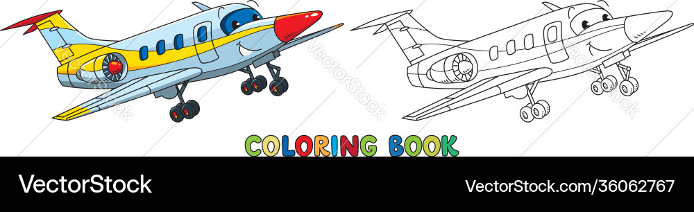 Lustige Business Jet Flugzeug mit Augen Färbung Buch Lustige Business Jet Flugzeug mit Augen Färbung Buch vektorbild