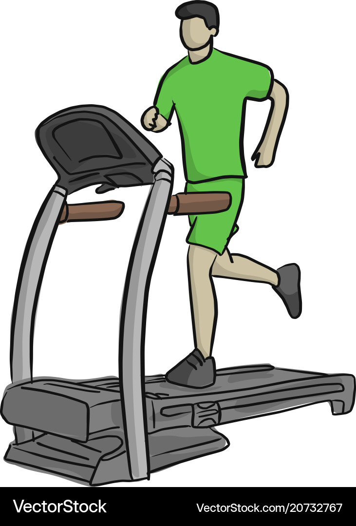 Man running in a gym on treadmill Man running in a gym on treadmill vector image