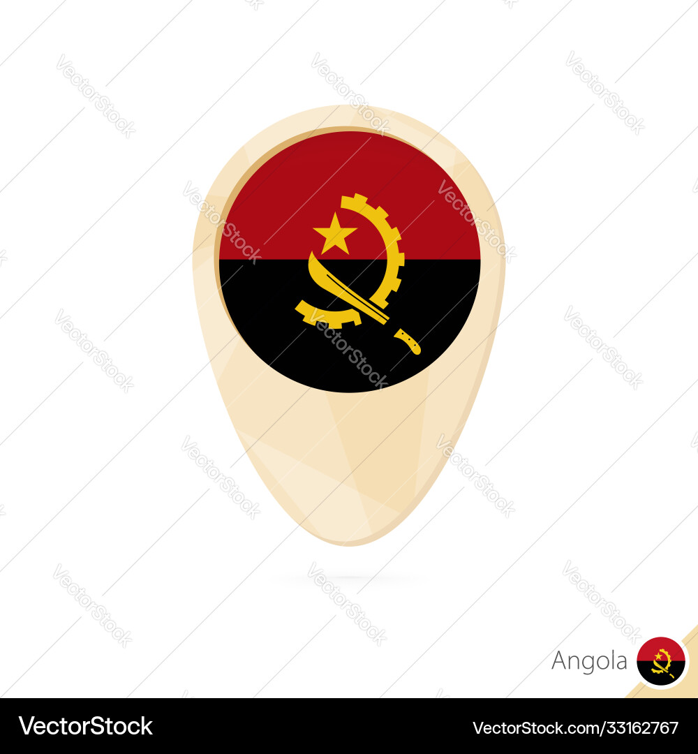 Map pointer with flag angola orange abstract vector image
