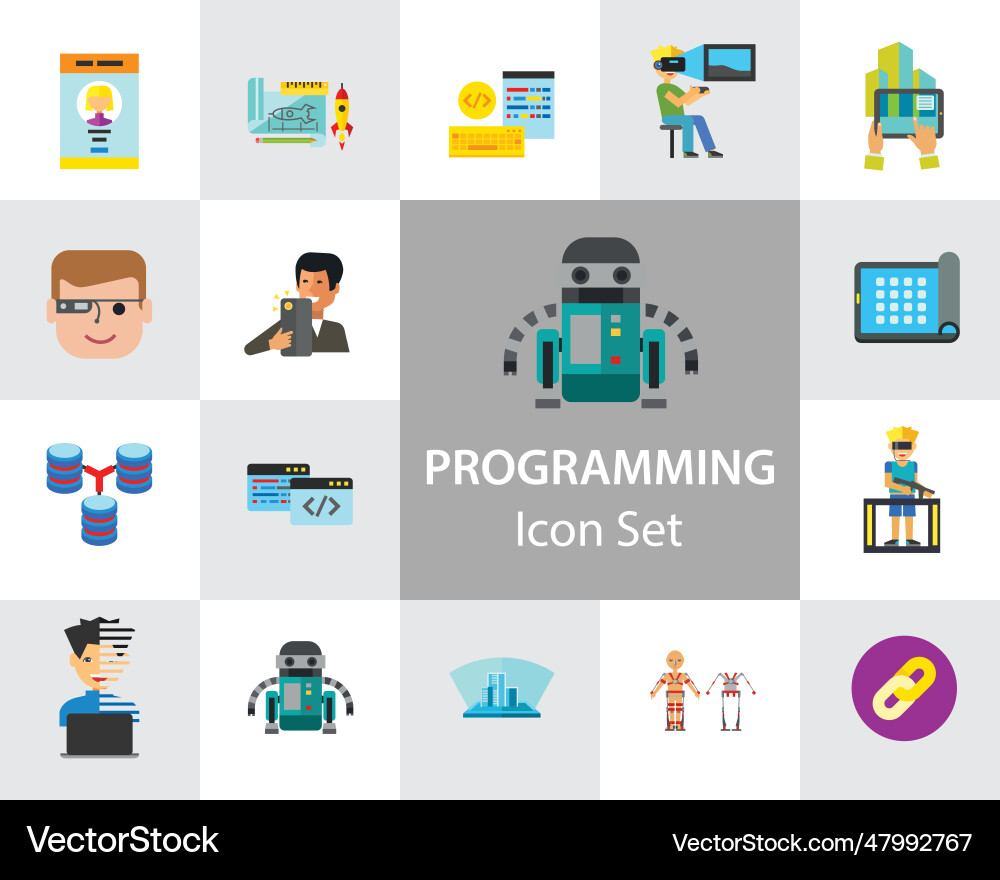 Programming icon set Programming icon set vector image