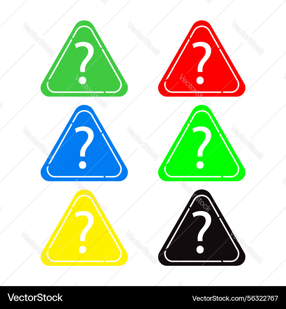 Question mark in triangle icon set flat design st Vector Image
