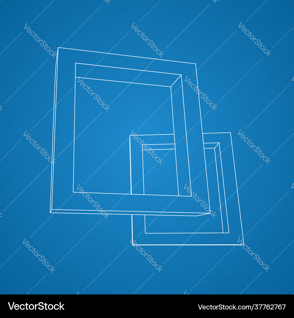 Two rectangular 3d frames blueprint Two rectangular 3d frames blueprint vector image