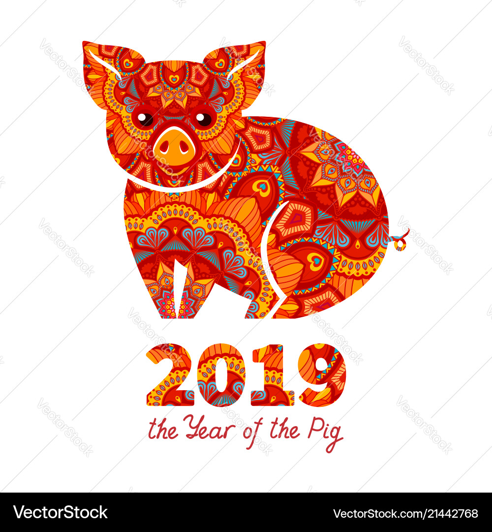 2019 Jahr der Schwein 2019 Jahr der Schwein vektorbild