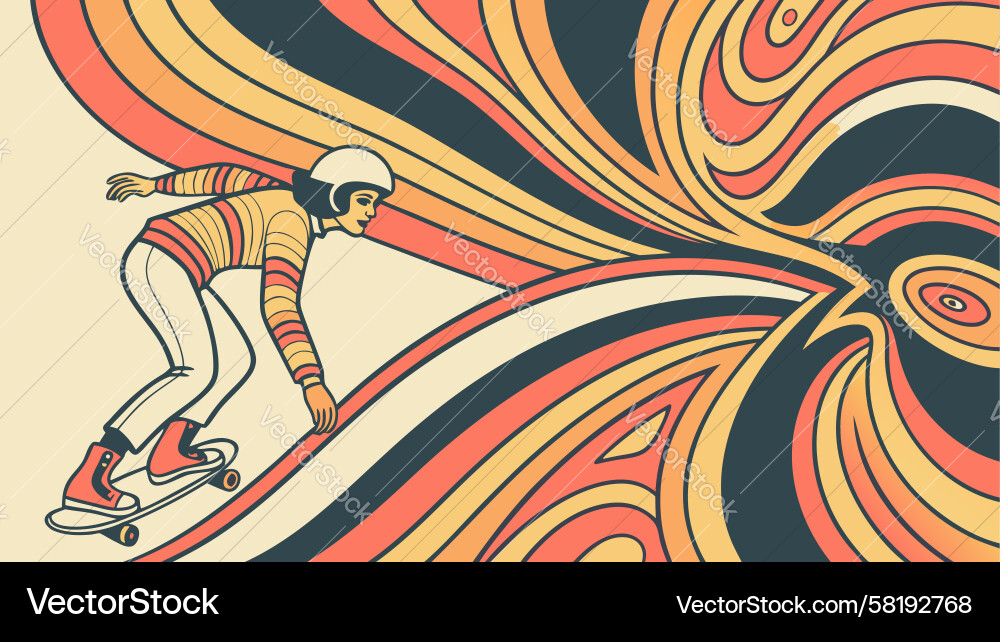 Abstract Rollerblader Motion Art Vector Image