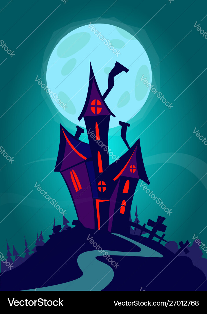 Cartoon scary haunted house halloween Cartoon scary haunted house halloween vector image