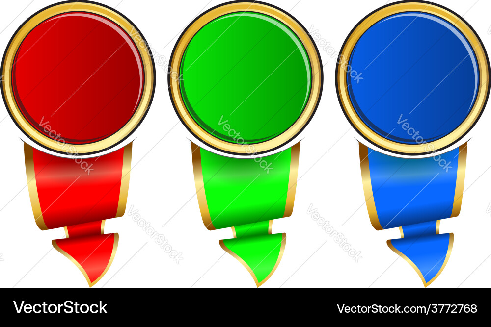Collection frame with ribbon in 3 color Vector Image