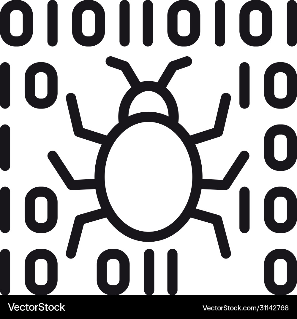Cyber security concept bug malware icon line vector image