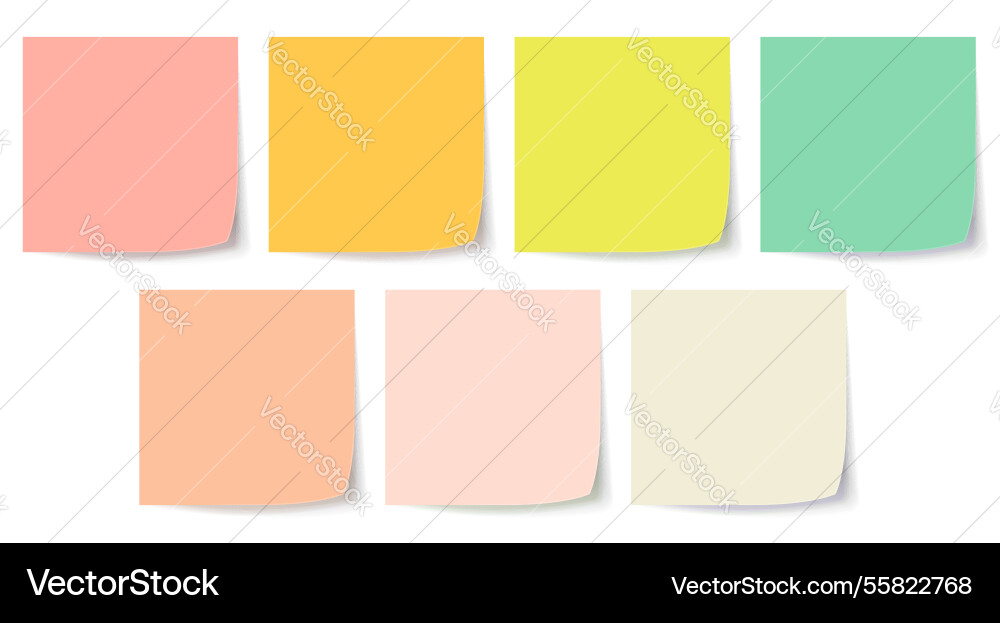 Empty reminder stick notes set 3d realistic Empty reminder stick notes set 3d realistic vector image