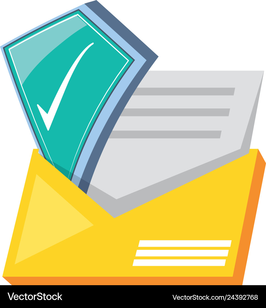 Envelope mail with shield secure vector image