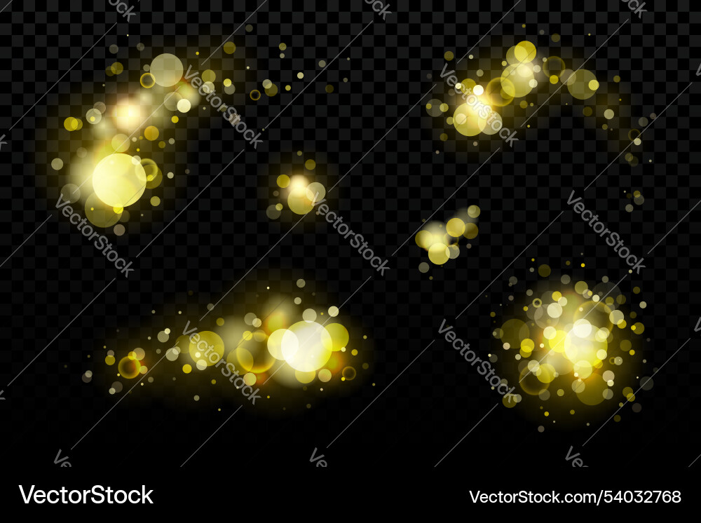 Gold bokeh effect elements set Gold bokeh effect elements set vector image