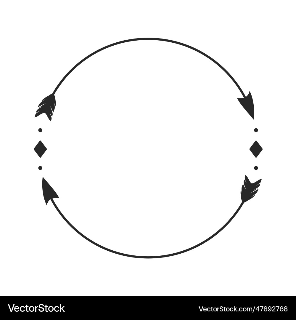 Hipster circle arrow frame arrows in boho style Vector Image
