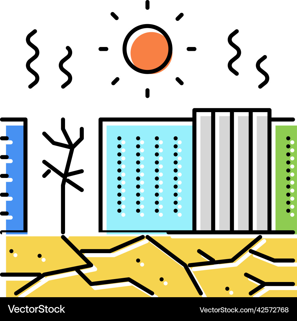Hitzewelle Disaster Icon Vektorbild
