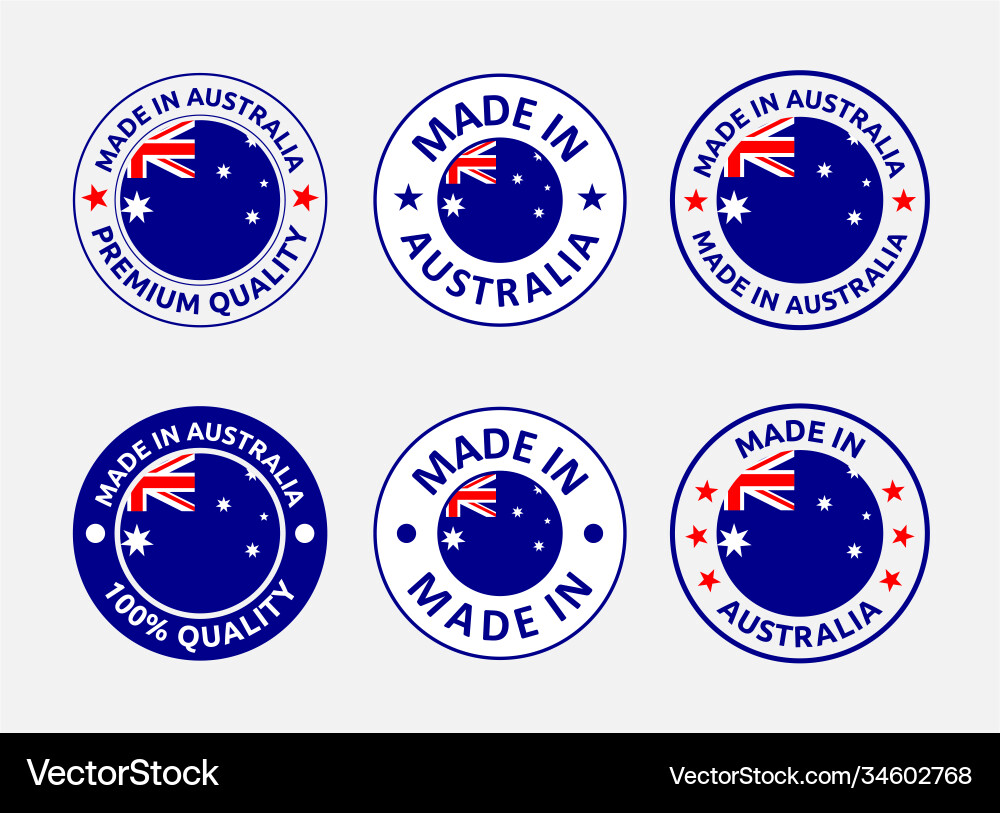 Made in australia labels set commonwealth Vector Image