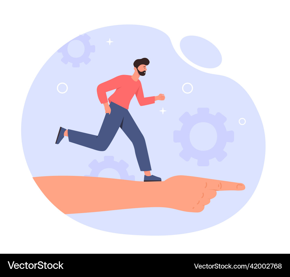 Man running on hand Man running on hand vector image