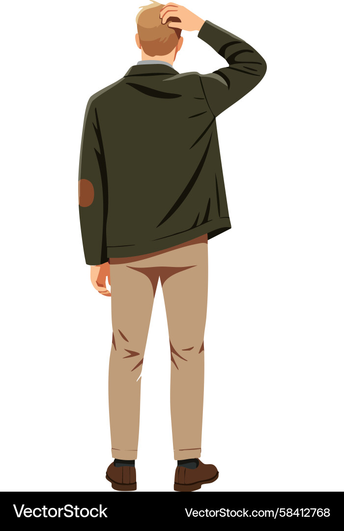Man Scratching Head, Uncertain Expression Vector Image