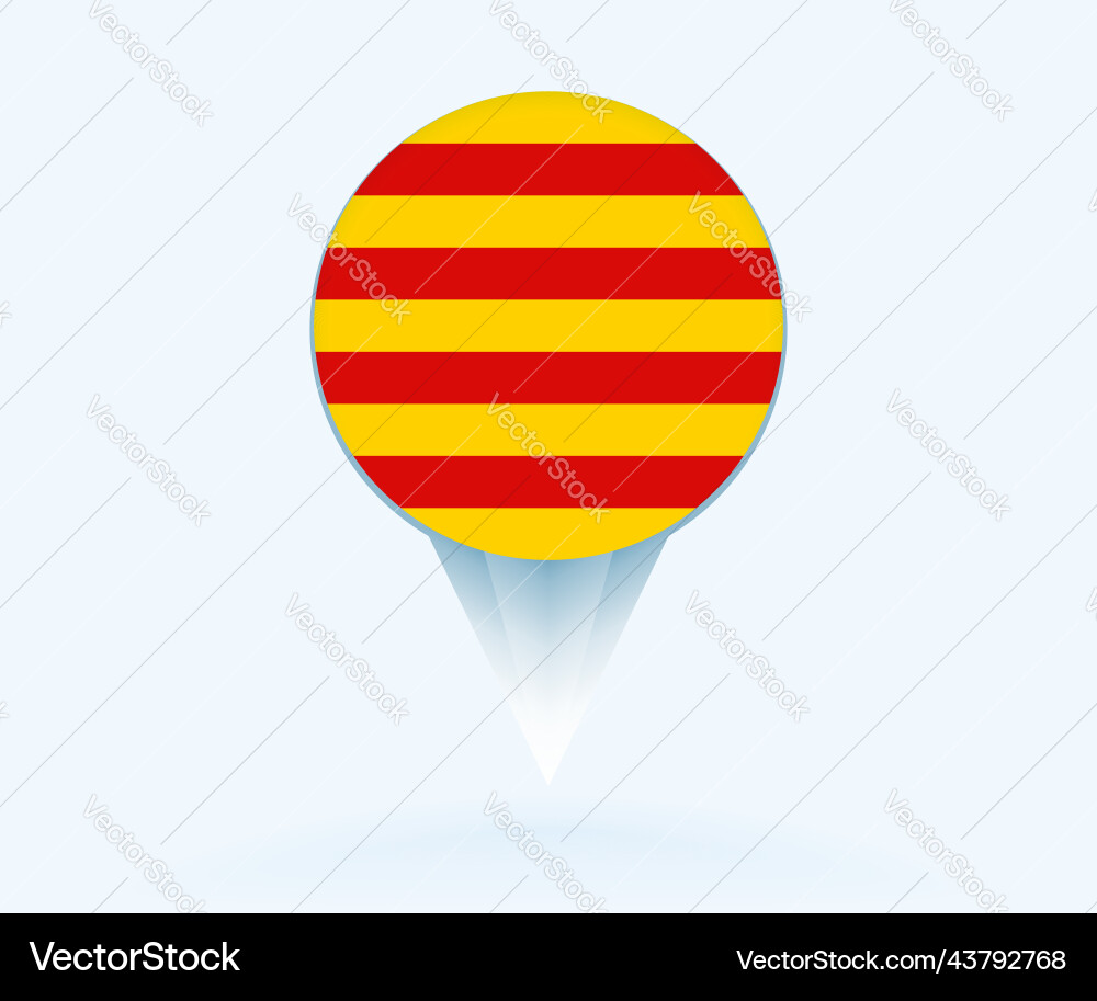 Map pointer with flag of catalonia vector image