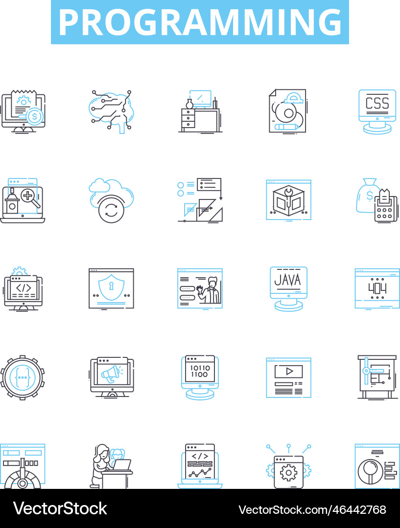 Programming line icons set Programming line icons set vektorbild