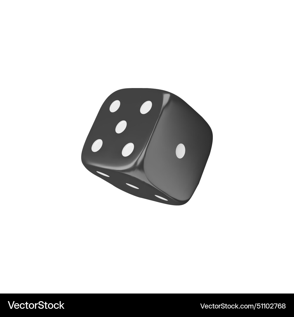 Realistic game dice 3d falling black cube Vector Image