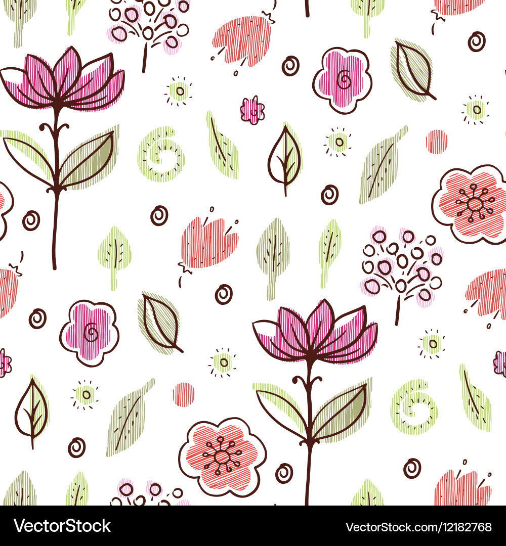 Seamless pattern simple spring flowers in style vector image
