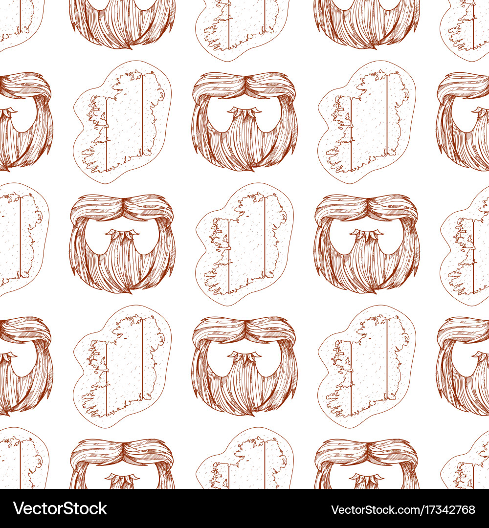 Seamless pattern with a beard and contour map vector image