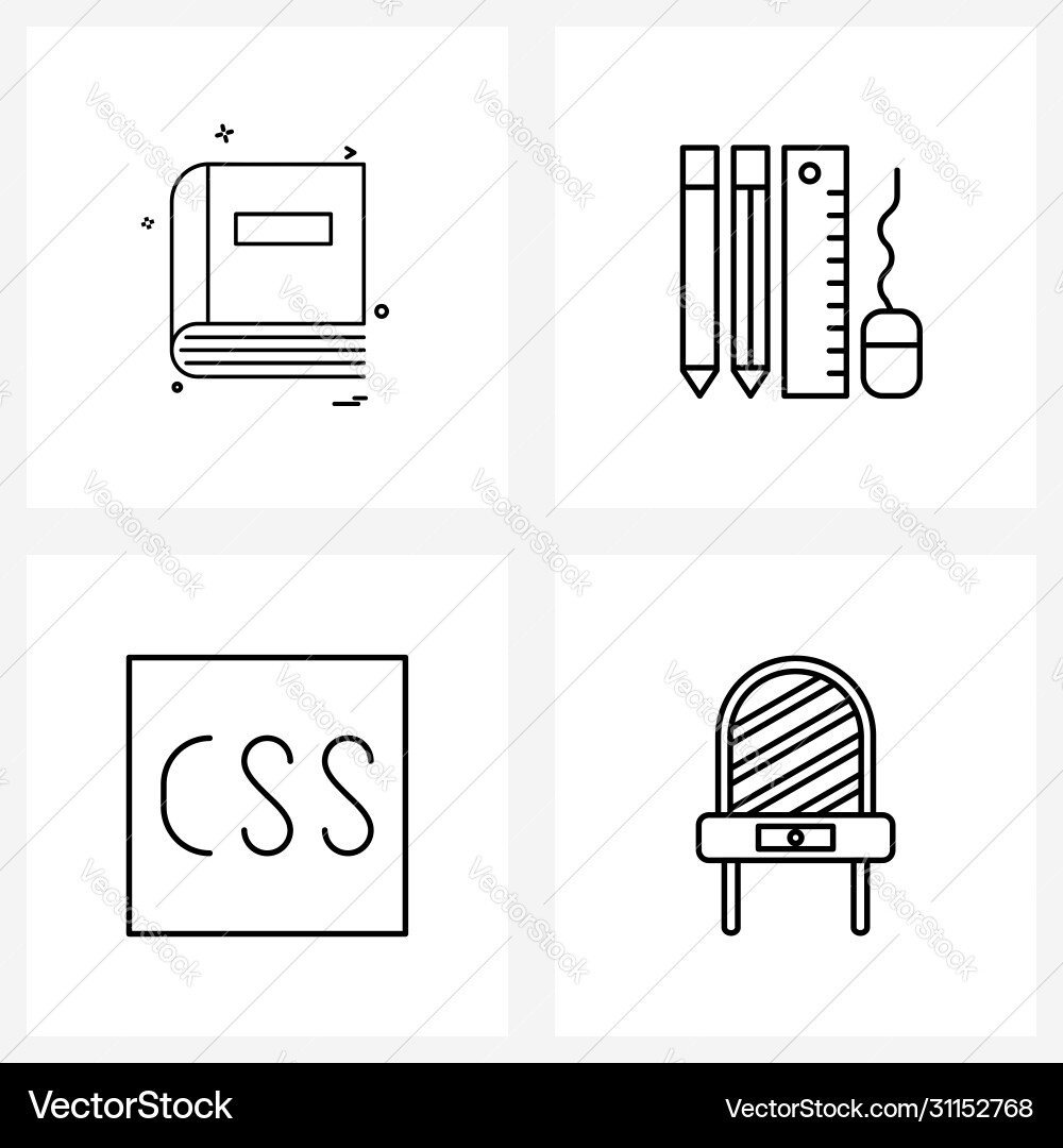 Set 4 universal line icons book document Vector Image