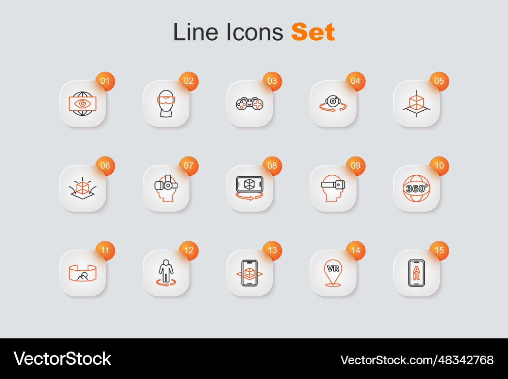 Set line augmented reality ar virtual 3d modeling Vector Image