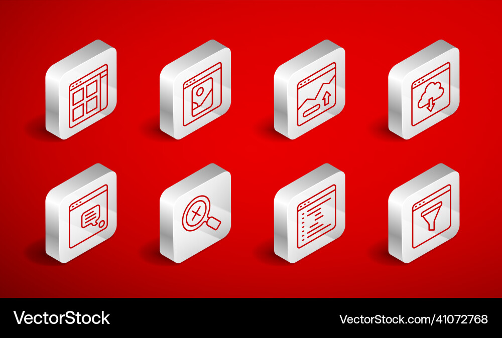 Set line browser window photo retouching Set line browser window photo retouching vector image