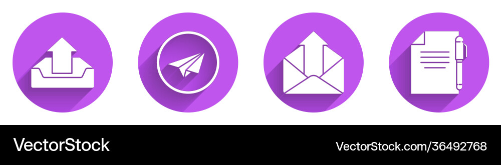 Set upload inbox paper plane outgoing mail Set upload inbox paper plane outgoing mail vector image