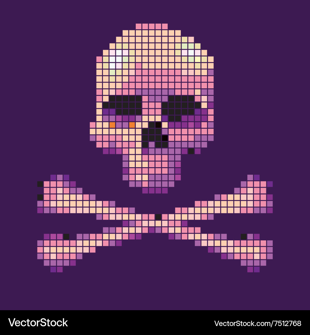 Skull and crossbones collected from pixels vector image