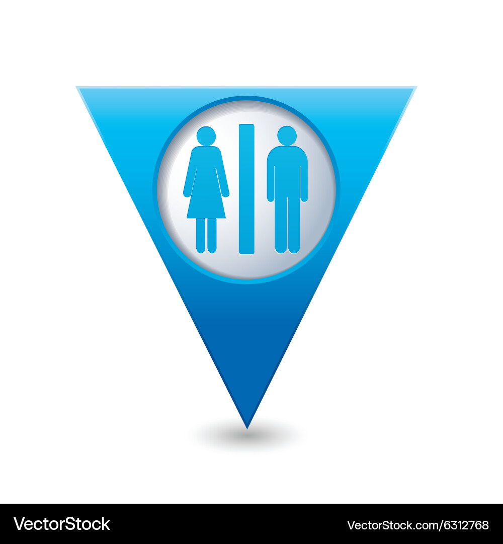 Toilet blue triangular map pointer Vector Image