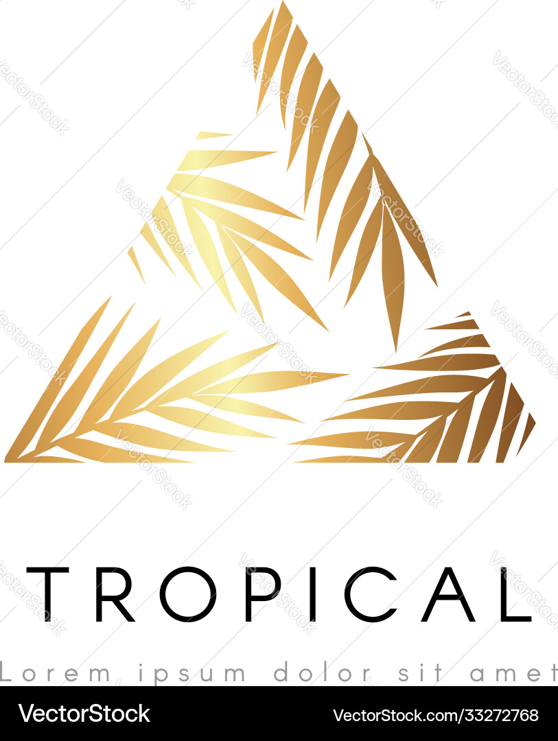 Tropische exotische Emblem goldene Palme Blätter Tropische exotische Emblem goldene Palme Blätter vektorbild