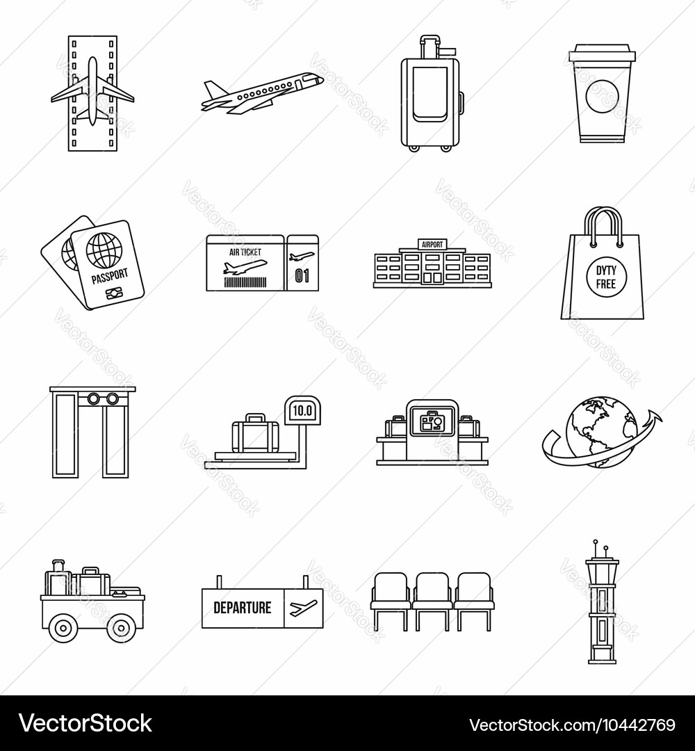Airport Icon Set Vector Image