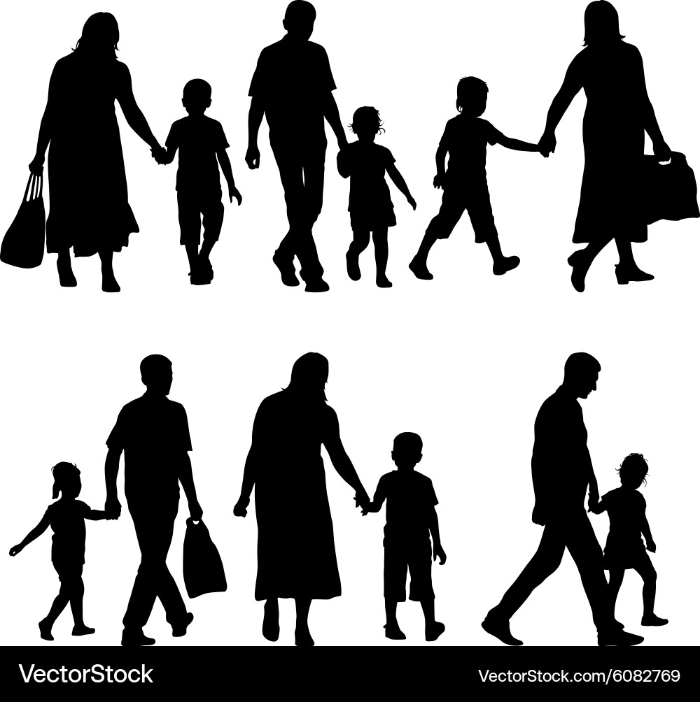 Black Silhouettes of a Family Vector Image