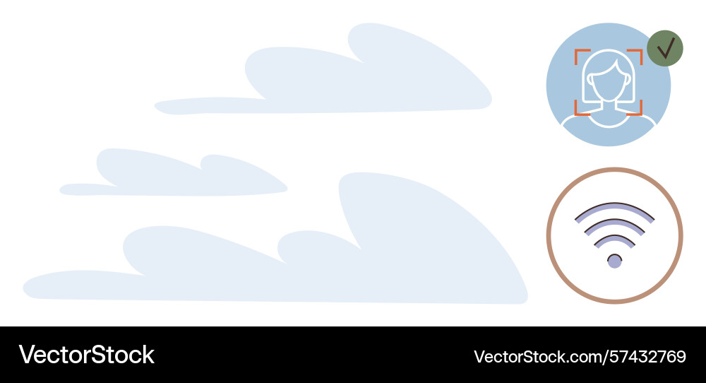 Cloud computing with facial recognition Cloud computing with facial recognition vector image