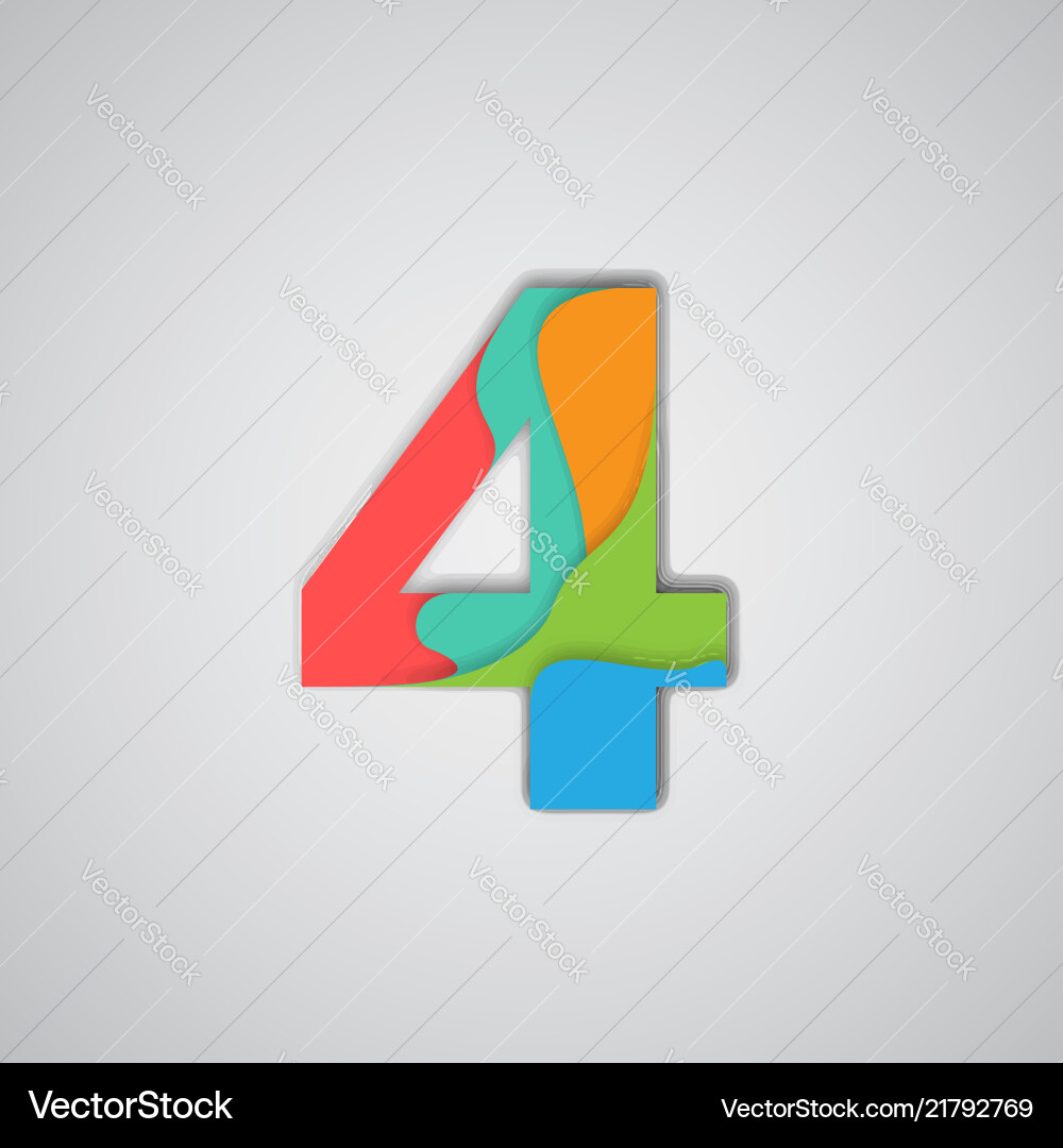 Colorful papercut layered number Colorful papercut layered number vector image