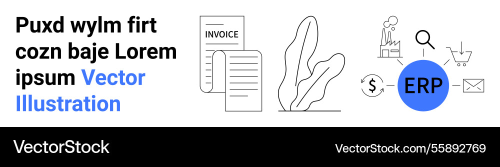 Erp system elements with invoice search Erp system elements with invoice search vector image