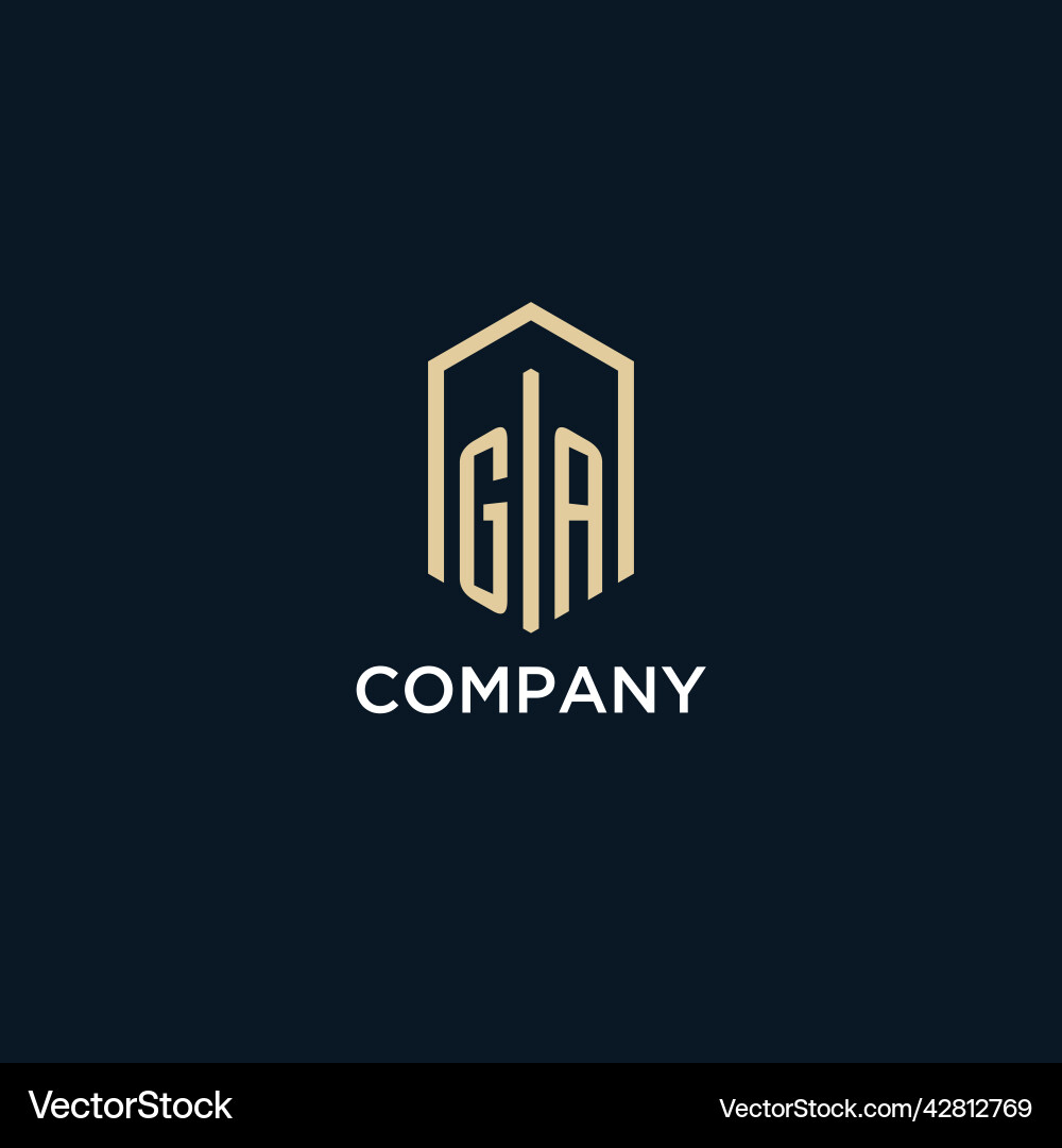 Ga initial monogram logo with hexagonal shape Ga initial monogram logo with hexagonal shape Vector Image