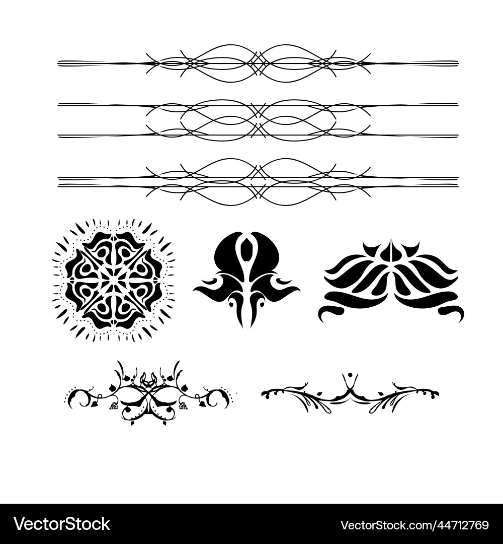 Lines borders swirls and divider in retro Lines borders swirls and divider in retro vector image