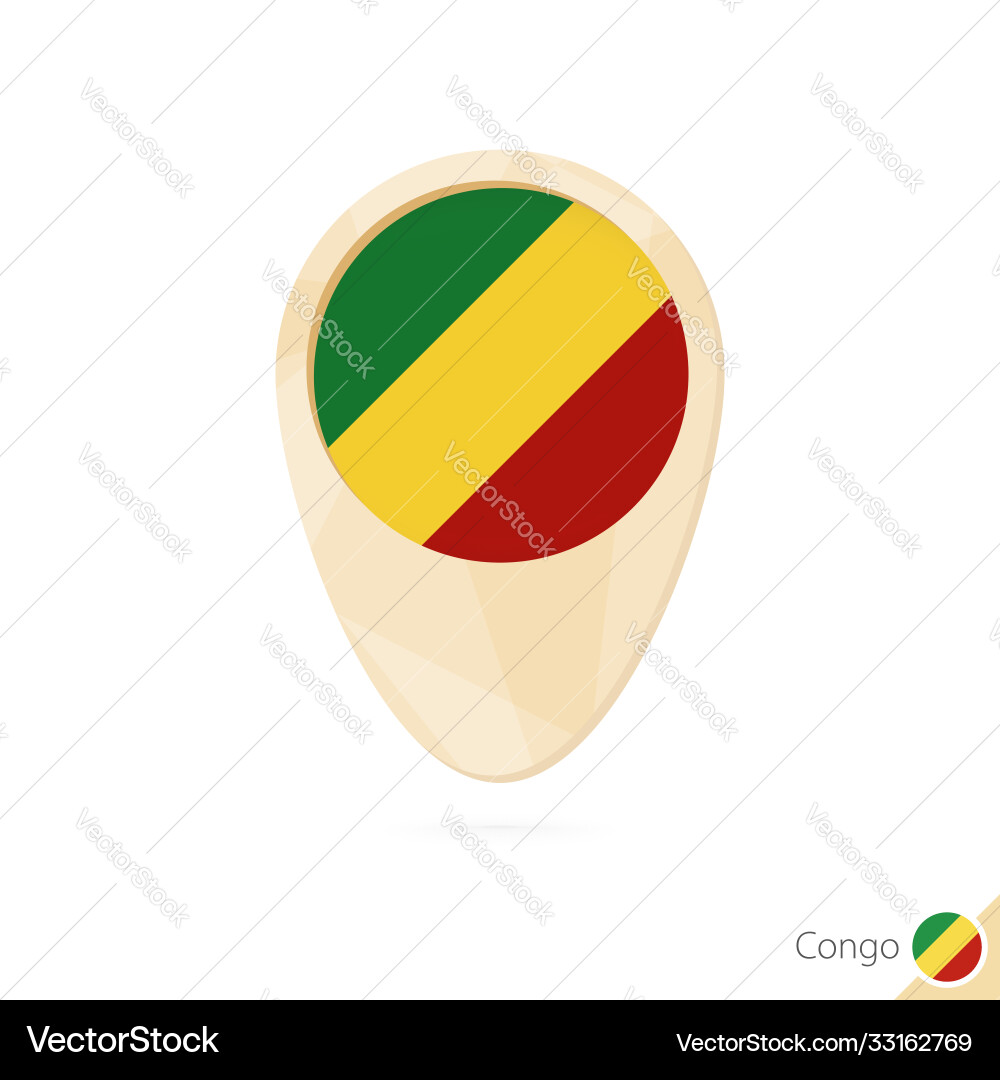 Map pointer with flag congo orange abstract vector image