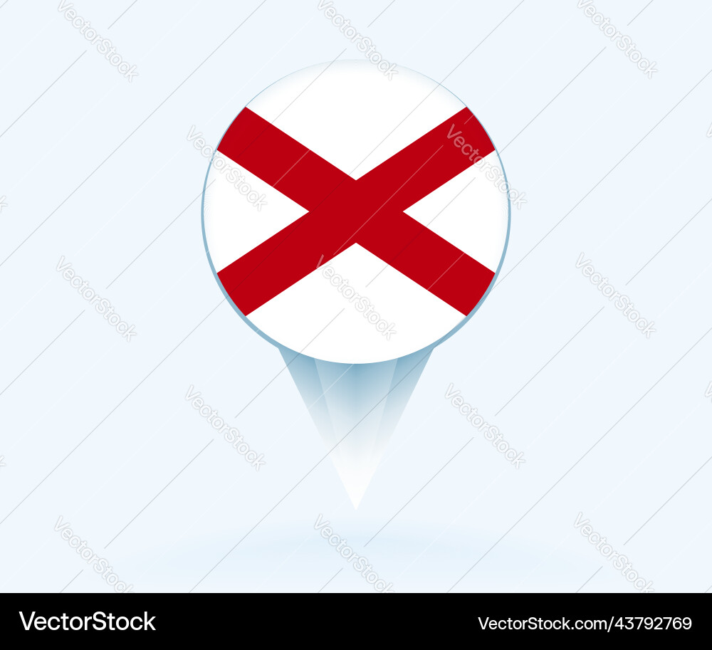 Map pointer with flag of alabama Vector Image