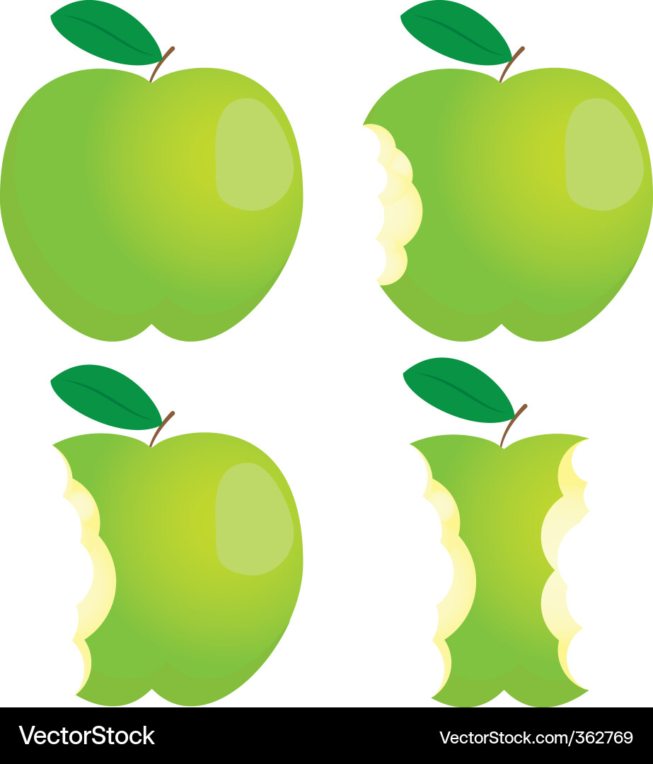 Nibbled Green Apple Vector Image